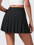 CRZ YOGA Cute Pleated Skirts for Women High Waisted Tennis Golf Skorts with Pockets Casual Athletic Workout Skater Black Small