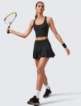 CRZ YOGA Cute Pleated Skirts for Women High Waisted Tennis Golf Skorts with Pockets Casual Athletic Workout Skater Black Small