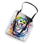 Funny Happy Pickleball with Sunglasses Colorful Paint Splash Tote Bag