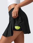 CRZ YOGA Cute Pleated Skirts for Women High Waisted Tennis Golf Skorts with Pockets Casual Athletic Workout Skater Black Small