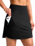 G Gradual 18" Golf Skirts for Women Zipper Pockets Knee Length Skort with Shorts Underneath High Waist Tennis Pickleball, Black, Large