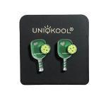 Pickleball Earrings, Handcrafted Studs (Green)