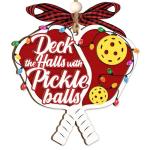 Pickleball New Year Gift Ornament 2025-2 Layer Pickle Ball Ornaments for New Year Gift - Pickleball Gifts for Women, Men Players - Pickle Ball Gifts - Deck The Halls with Pickleballs