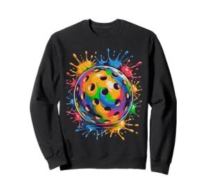 Rainbow Pickleball Ball with Paint Splash Colorful Sweatshirt