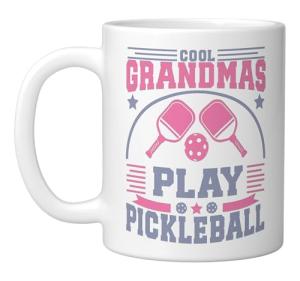 Cool Grandmas Play Pickleball Player Women Ceramic Mug, White