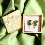 Pickleball Earrings, Handcrafted Studs (Green)
