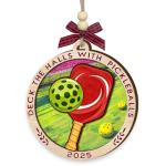 Pickleball Christmas Ornament 2025 - Pickleball Gifts for Women, Men, Family, Friends, Sports Gift Ideas - Two-Layers Wooden Deck The Halls with Pickle Ball Ornaments for Tree Decorations