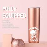 Onebttl Pickleball Gifts for Women, Pickleball Queen, 20 oz Skinny Tumbler with Lid and Straw, Rose Gold