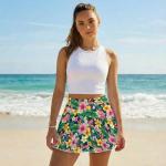 Yaparuogr Tropical Plants Tennis Skirt with Shorts Pockets for Women Lightweight High Waisted Tummy Control Athletic Skort for Pickleball Golf Workout Running,M