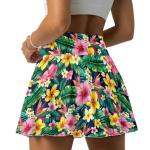 Yaparuogr Tropical Plants Tennis Skirt with Shorts Pockets for Women Lightweight High Waisted Tummy Control Athletic Skort for Pickleball Golf Workout Running,M