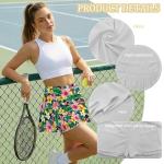 Yaparuogr Tropical Plants Tennis Skirt with Shorts Pockets for Women Lightweight High Waisted Tummy Control Athletic Skort for Pickleball Golf Workout Running,M