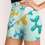 iiceop Orange Balloon Dog Skorts for Women with Pockets Skirt with Shorts Underneath High Waisted Golf Tennis Skorts for Women for Running Workout Pickleball L