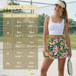 Yaparuogr Tropical Plants Tennis Skirt with Shorts Pockets for Women Lightweight High Waisted Tummy Control Athletic Skort for Pickleball Golf Workout Running,M