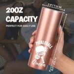 Onebttl Pickleball Gifts for Women, Pickleball Queen, 20 oz Skinny Tumbler with Lid and Straw, Rose Gold