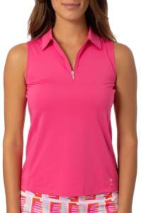 GOLFTINI Women’s Golf Polo Shirt – Sleeveless Zip Performance Top, Lightweight, Moisture-Wicking, UPF 30+, 4-Way Stretch - Perfect for Golf, Tennis, and Pickleball Hot Pink
