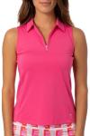 GOLFTINI Women’s Golf Polo Shirt – Sleeveless Zip Performance Top, Lightweight, Moisture-Wicking, UPF 30+, 4-Way Stretch - Perfect for Golf, Tennis, and Pickleball Hot Pink