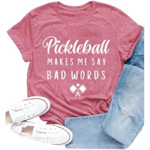 Cutesong Pickleball Shirt for Women Pickleball Player T-Shirt Funny Sports Lover Short Sleeve Pink