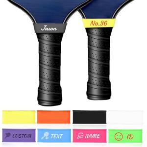 HJX 2pcs Personalized Pickleball Paddle Name Bands - Custom Silicone Ring Grip Bands for Paddle Grip, DIY Gifts for Pickleball Lovers