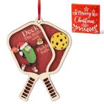 CJiangpo Pickleball Christmas Ornament 2025-2 Layers Wooden Pickle Christmas Tree Ornament Hanging Decoration Pendant, Funny Pickleball Gifts Acessories Xmas Gifts for Sports Lovers Friend Player