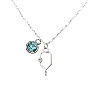 Personalized Pickleball Birthstone Necklace, Custom Pickleball Paddle Pendant, Pickleball Player Gift, Womens Pickleball Jewelry