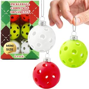 DWATAN Pickleball Valentine's Day Gifts, Ornaments Set of 6, Mix Colors Pickleball Balls Decorations for Tree, for Pickleball Players, Funny Ornament, Gift Ready Box, Festive Home Décor for Holidays