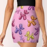 iiceop Pink Balloon Dog Skorts for Women with Pockets Skirt with Shorts Underneath High Waisted Golf Tennis Skorts for Women for Running Workout Pickleball 4XL