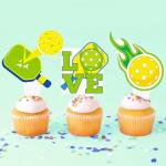 48Pcs Pickleball Cupcake Toppers Pickleball Birthday Party Decorations Pickleball Theme Cupcake Decorations for Pickleball Themed Birthday Party Baby Shower Supplies