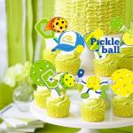 48Pcs Pickleball Cupcake Toppers Pickleball Birthday Party Decorations Pickleball Theme Cupcake Decorations for Pickleball Themed Birthday Party Baby Shower Supplies