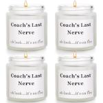 Coach Gifts Thank You Gifts for Coach Funny Gift for Women Men Coach's Last Nerve Candle Gift for Cheer Volleyball Swim Basketball Baseball Cool Coach Present (4pcs, White)
