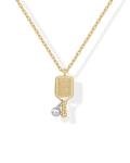 PAVOI 14K Yellow Gold Plated Pendant Chain Necklace for Women | Adjustable Pickleball Racket Two Tone Charm Necklace