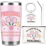 CRASHOT Pickleball Gifts for Women, Gifts For Pickleball Lovers, Includes 20 oz Tumbler, Keychain & Makeup Bag, Thanksgiving Christmas Birthday Present for Mom Daughter Friends Team