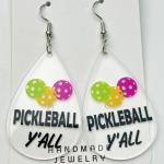 Cute Pickleball Earrings for Women, Sports Ball Acrylic Drop Dangle Jewelry, Pickleball Earrings, Fun & Unique Gift for Sports Lovers-2y'all