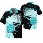 Print Pickle Hawaii Shirt for Pickleball Player Custom Name Button Shirt with Pastel Blue Faded Paint Pattern Graphic 4XL