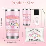 CRASHOT Pickleball Gifts for Women, Gifts For Pickleball Lovers, Includes 20 oz Tumbler, Keychain & Makeup Bag, Thanksgiving Christmas Birthday Present for Mom Daughter Friends Team
