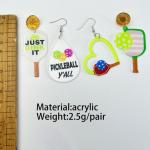 Cute Pickleball Earrings for Women, Sports Ball Acrylic Drop Dangle Jewelry, Pickleball Earrings, Fun & Unique Gift for Sports Lovers-2y'all