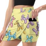 iiceop Cartoon Balloon Dog Giraffe Skorts for Women with Pockets Skirt with Shorts Underneath High Waisted Golf Tennis Skorts for Women for Running Workout Pickleball 2XL