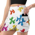 iiceop Birthday Balloon Dog Skorts for Women with Pockets Skirt with Shorts Underneath High Waisted Golf Tennis Skorts for Women for Running Workout Pickleball M