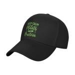 Keep Calm Plants Have Protein Pickleball Hat for Mens Vegan Cute Baseball Hat Black