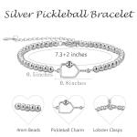 AINILOVE Gifts for Pickleball Lovers, Soccer/Baseball/Pickleball Bracelet Pickleball Stuff Jewelry Birthday Gifts for Women Men Teens Players (Silver)