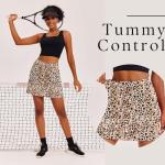 Ekouaer Golf Skirts for Women Tennis Skort Inner Shorts Pocket 16" Athletic Skirt Pickleball Skorts Running Workout,Leopard Large