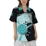 Print Pickle Hawaii Shirt for Pickleball Player Custom Name Button Shirt with Pastel Blue Faded Paint Pattern Graphic 4XL