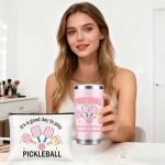 CRASHOT Pickleball Gifts for Women, Gifts For Pickleball Lovers, Includes 20 oz Tumbler, Keychain & Makeup Bag, Thanksgiving Christmas Birthday Present for Mom Daughter Friends Team