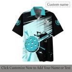 Print Pickle Hawaii Shirt for Pickleball Player Custom Name Button Shirt with Pastel Blue Faded Paint Pattern Graphic 4XL