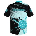 Print Pickle Hawaii Shirt for Pickleball Player Custom Name Button Shirt with Pastel Blue Faded Paint Pattern Graphic 4XL