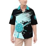 Print Pickle Hawaii Shirt for Pickleball Player Custom Name Button Shirt with Pastel Blue Faded Paint Pattern Graphic 4XL