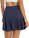 baleaf Women's 18" Tennis Skorts Skirts Knee Length with Liner Shorts High Waisted Golf Pickleball Athletic with Pockets Navy Blue M