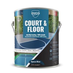 DYCO Court & Floor Anti-Slip Coating - Slip-Resistant Pavement, Cement & Concrete Paint for Pickleball, Tennis & Basketball Courts, Exceeds ADA Standards for Safety Areas (Space Blue, 1 Gallon)
