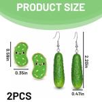 Dovbuqu 2 PCS Pickle Earrings for Women, Cute Pickle Jewelry, Fun Pickleball Earrings and Necklace, Unique Pickle Accessories for Everyday Wear, Lightweight and Comfortable Design