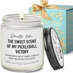 Pickleball Gifts for Women Men, Pickleball Lavender Wood Wild Apple Eucalyptus Scent Candle 9OZ - Funny Pickle Ball Gifts for Lovers, Players, Fans, Sports