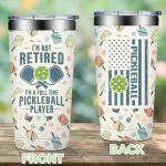 Loecuxe Pickleball Gifts for Women, Men - Pickle Ball Gifts for Woman - Christmas, Birthday Gift for Pickle Ball Lovers - I'm Not Retired I'm a Full Time Pickleball Tumbler Cup 20 oz
